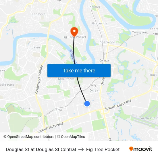 Douglas St at Douglas St Central to Fig Tree Pocket map