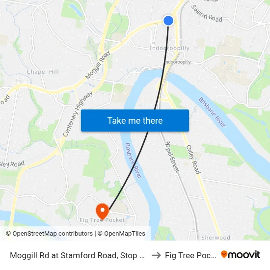 Moggill Rd at Stamford Road, Stop 22/23 to Fig Tree Pocket map