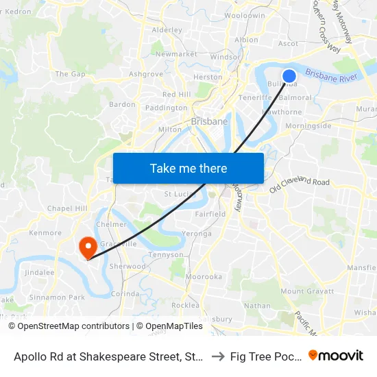 Apollo Rd at Shakespeare Street, Stop 39 to Fig Tree Pocket map