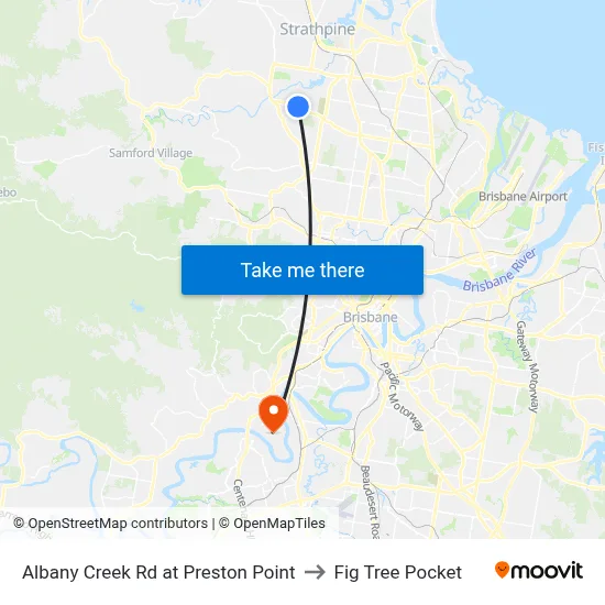Albany Creek Rd at Preston Point to Fig Tree Pocket map