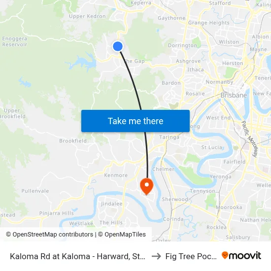 Kaloma Rd at Kaloma - Harward, Stop 38 to Fig Tree Pocket map