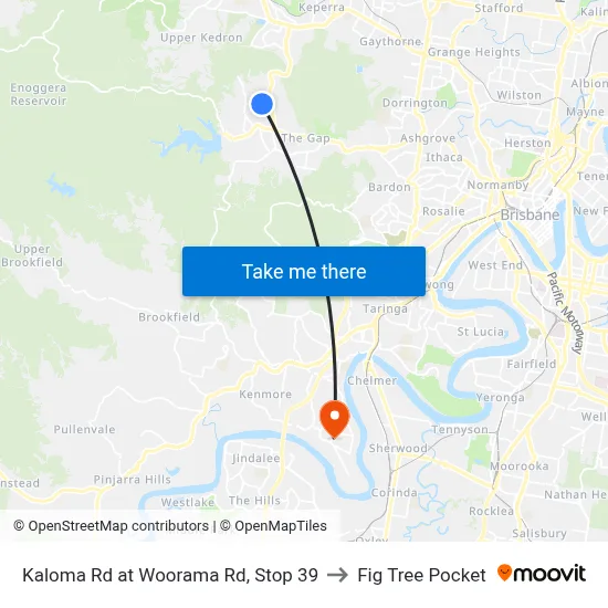 Kaloma Rd at Woorama Rd, Stop 39 to Fig Tree Pocket map