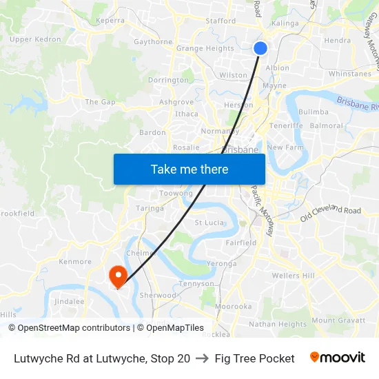 Lutwyche Rd at Lutwyche, Stop 20 to Fig Tree Pocket map