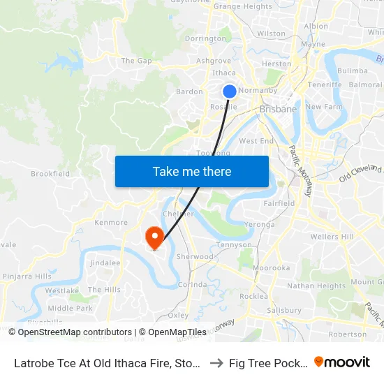 Latrobe Tce At Old Ithaca Fire, Stop 9 to Fig Tree Pocket map