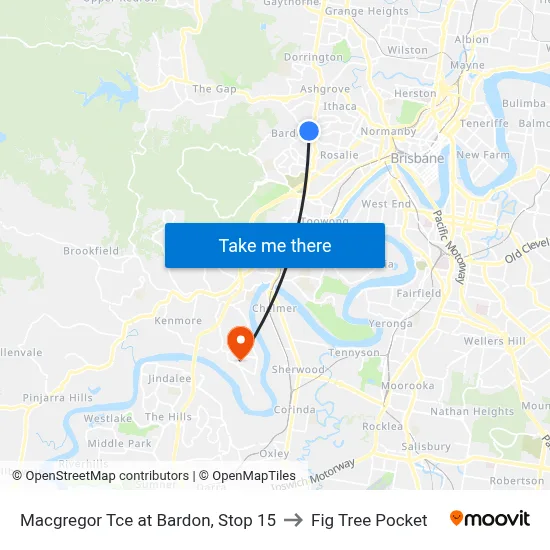 Macgregor Tce at Bardon, Stop 15 to Fig Tree Pocket map
