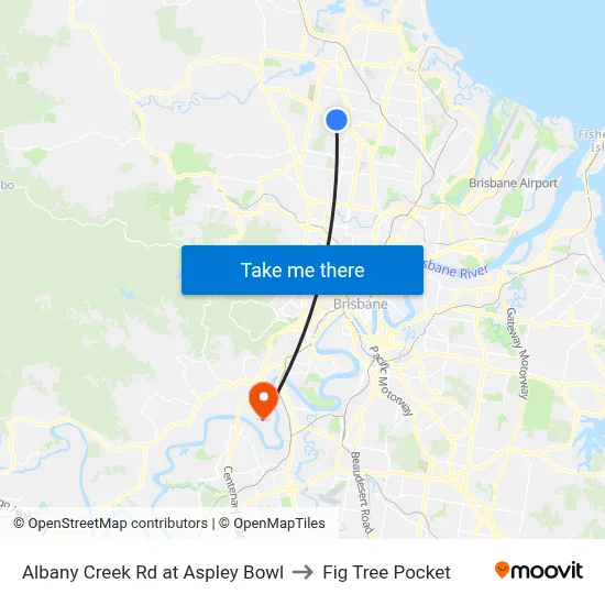 Albany Creek Rd at Aspley Bowl to Fig Tree Pocket map