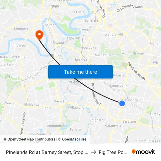 Pinelands Rd at Barney Street, Stop 70/71 to Fig Tree Pocket map