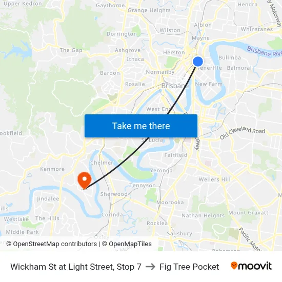 Wickham St at Light Street, Stop 7 to Fig Tree Pocket map