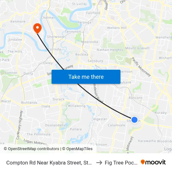 Compton Rd Near Kyabra Street, Stop 86 to Fig Tree Pocket map