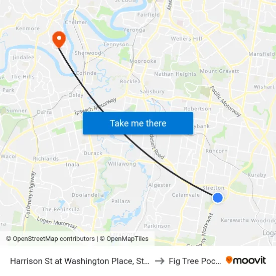 Harrison St at Washington Place, Stop 90 to Fig Tree Pocket map