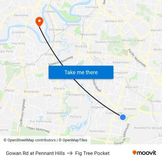 Gowan Rd at Pennant Hills to Fig Tree Pocket map