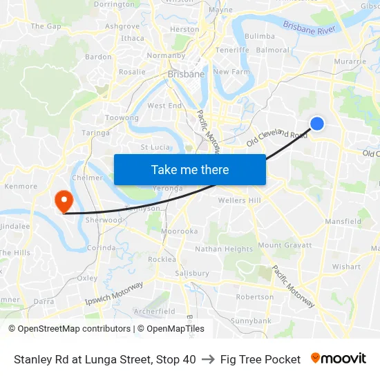 Stanley Rd at Lunga Street, Stop 40 to Fig Tree Pocket map