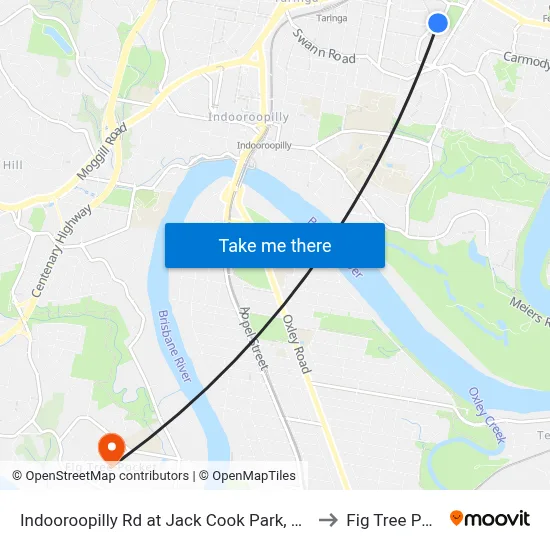 Indooroopilly Rd at Jack Cook Park, Stop 18/19 to Fig Tree Pocket map