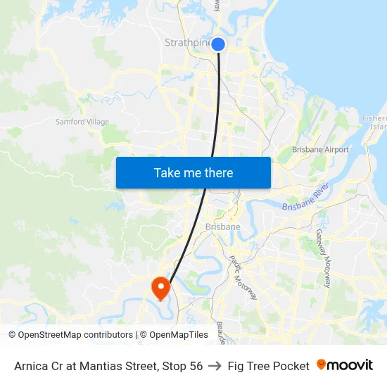 Arnica Cr at Mantias Street, Stop 56 to Fig Tree Pocket map
