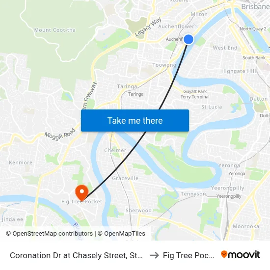Coronation Dr at Chasely Street, Stop 8 to Fig Tree Pocket map