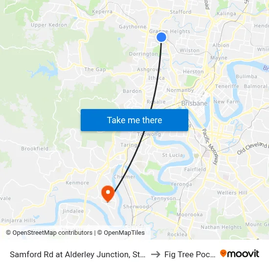 Samford Rd at Alderley Junction, Stop 26 to Fig Tree Pocket map