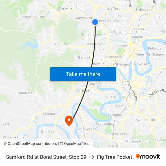 Samford Rd at Bond Street, Stop 29 to Fig Tree Pocket map