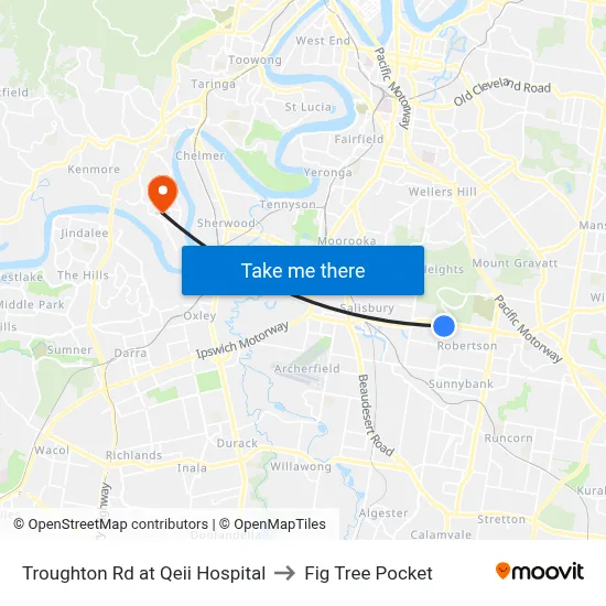 Troughton Rd at Qeii Hospital to Fig Tree Pocket map