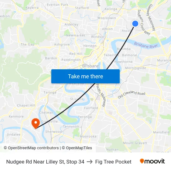 Nudgee Rd Near Lilley St, Stop 34 to Fig Tree Pocket map