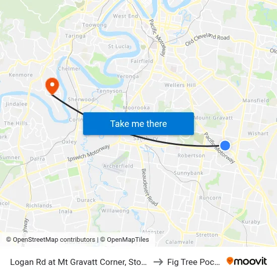 Logan Rd at Mt Gravatt Corner, Stop 44 to Fig Tree Pocket map