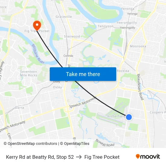 Kerry Rd at Beatty Rd, Stop 52 to Fig Tree Pocket map