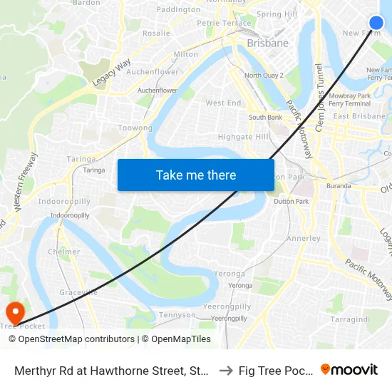 Merthyr Rd at Hawthorne Street, Stop 13 to Fig Tree Pocket map