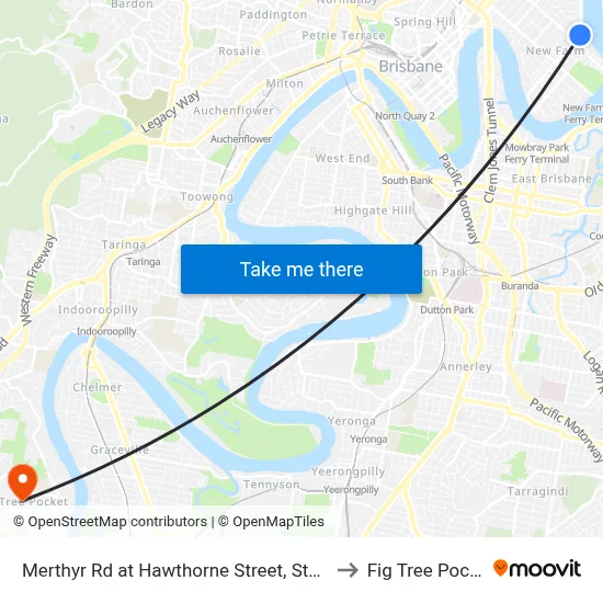 Merthyr Rd at Hawthorne Street, Stop 13 to Fig Tree Pocket map