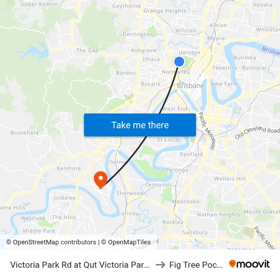 Victoria Park Rd at Qut Victoria Park Rd to Fig Tree Pocket map