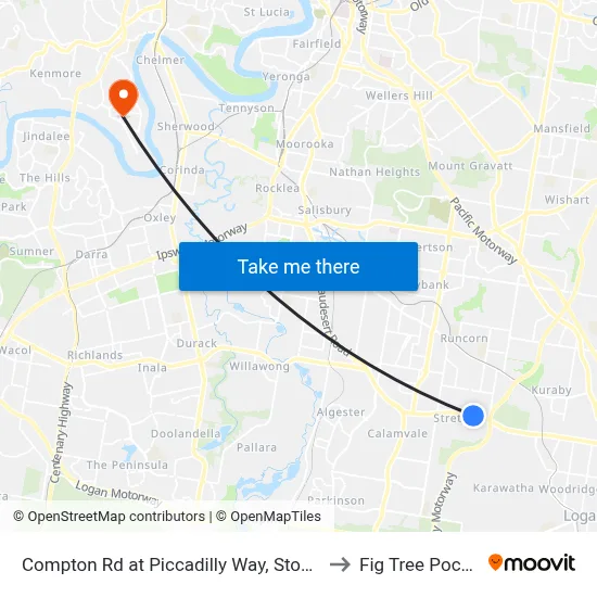 Compton Rd at Piccadilly Way, Stop 28 to Fig Tree Pocket map