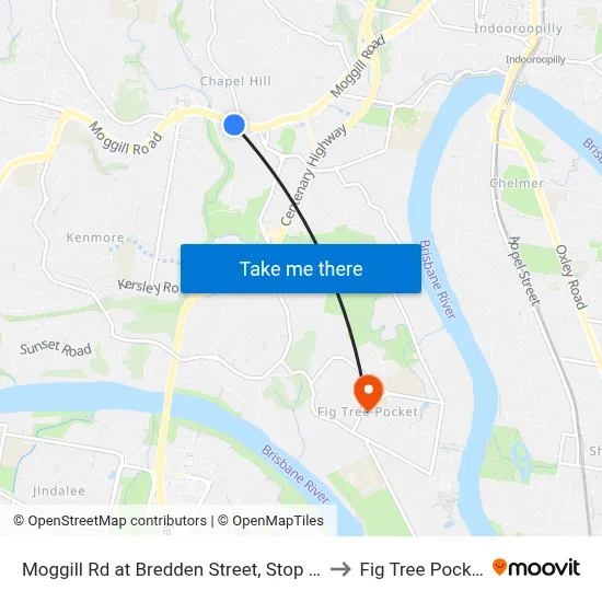 Moggill Rd at Bredden Street, Stop 32 to Fig Tree Pocket map