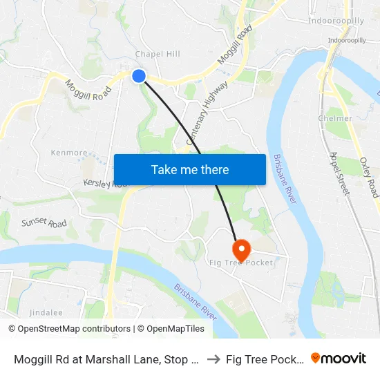 Moggill Rd at Marshall Lane, Stop 33 to Fig Tree Pocket map