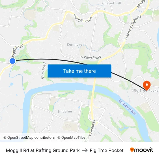 Moggill Rd at Rafting Ground Park to Fig Tree Pocket map