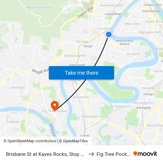 Brisbane St at Kayes Rocks, Stop 15 to Fig Tree Pocket map