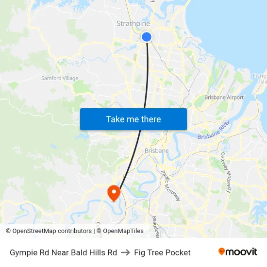 Gympie Rd Near Bald Hills Rd to Fig Tree Pocket map