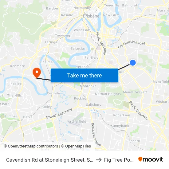 Cavendish Rd at Stoneleigh Street, Stop 38 to Fig Tree Pocket map