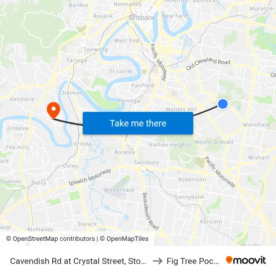 Cavendish Rd at Crystal Street, Stop 50 to Fig Tree Pocket map