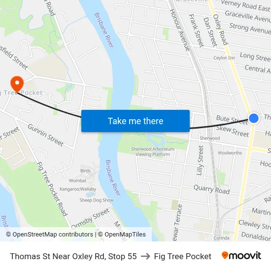 Thomas St Near Oxley Rd, Stop 55 to Fig Tree Pocket map