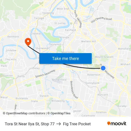 Tora St Near Ilya St, Stop 77 to Fig Tree Pocket map