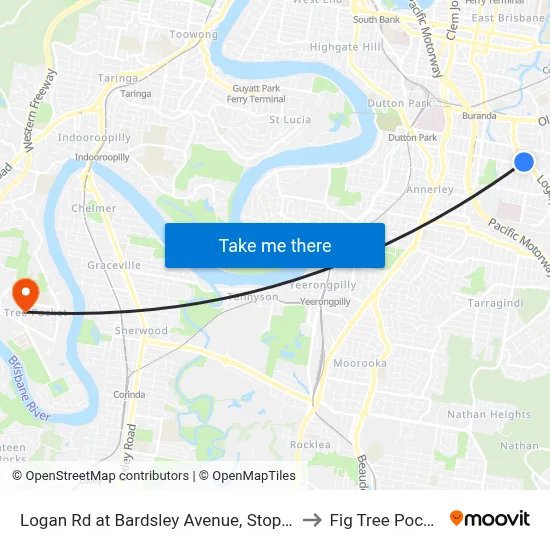 Logan Rd at Bardsley Avenue, Stop 20 to Fig Tree Pocket map