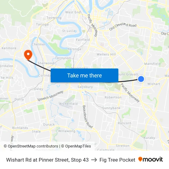 Wishart Rd at Pinner Street, Stop 43 to Fig Tree Pocket map