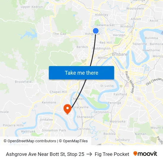 Ashgrove Ave Near Bott St, Stop 25 to Fig Tree Pocket map