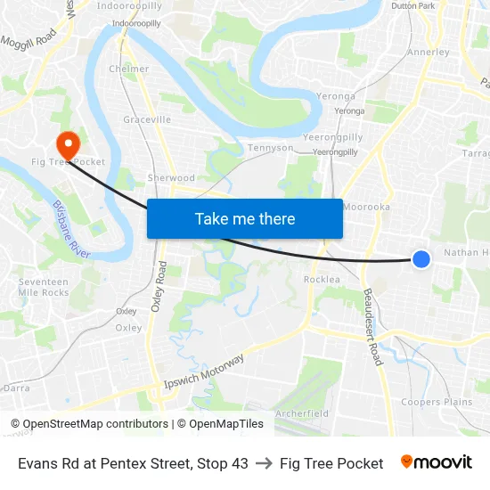 Evans Rd at Pentex Street, Stop 43 to Fig Tree Pocket map