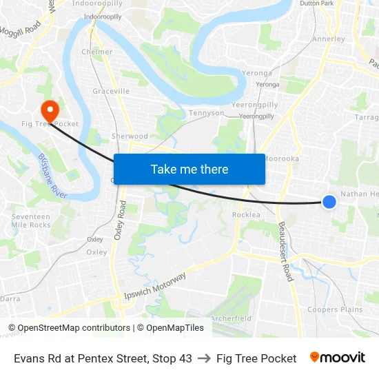 Evans Rd at Pentex Street, Stop 43 to Fig Tree Pocket map
