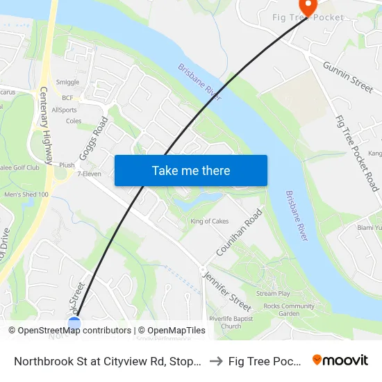 Northbrook St at Cityview Rd, Stop 59 to Fig Tree Pocket map
