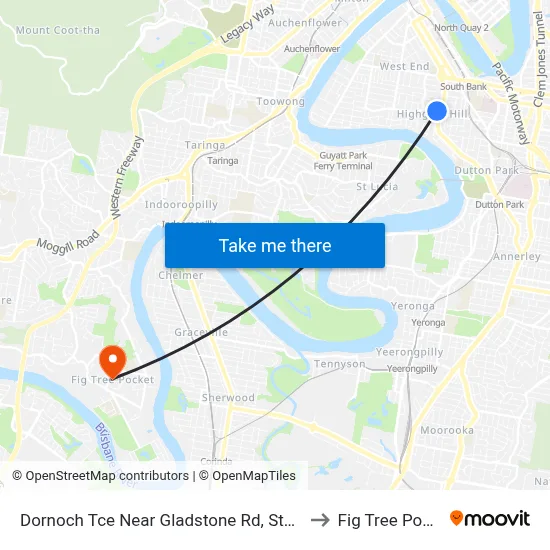 Dornoch Tce Near Gladstone Rd, Stop 21a to Fig Tree Pocket map