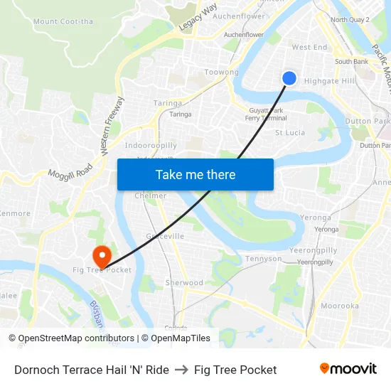 Dornoch Terrace Hail 'N' Ride to Fig Tree Pocket map