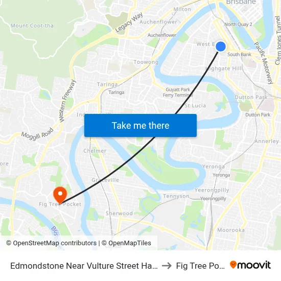 Edmondstone Near Vulture Street Hail 'N' Ride to Fig Tree Pocket map