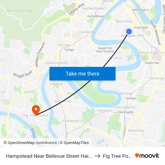Hampstead Near Bellevue Street Hail 'N' Ride to Fig Tree Pocket map