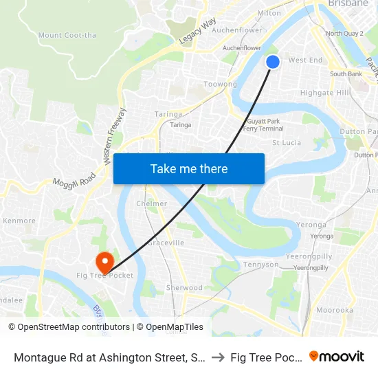 Montague Rd at Ashington Street, Stop 9 to Fig Tree Pocket map