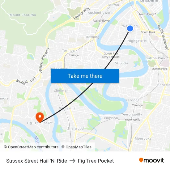 Sussex Street Hail 'N' Ride to Fig Tree Pocket map